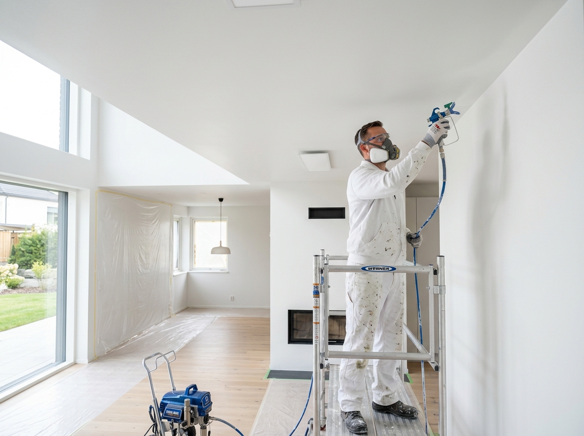 Plafond spuitwerk en vloercoating